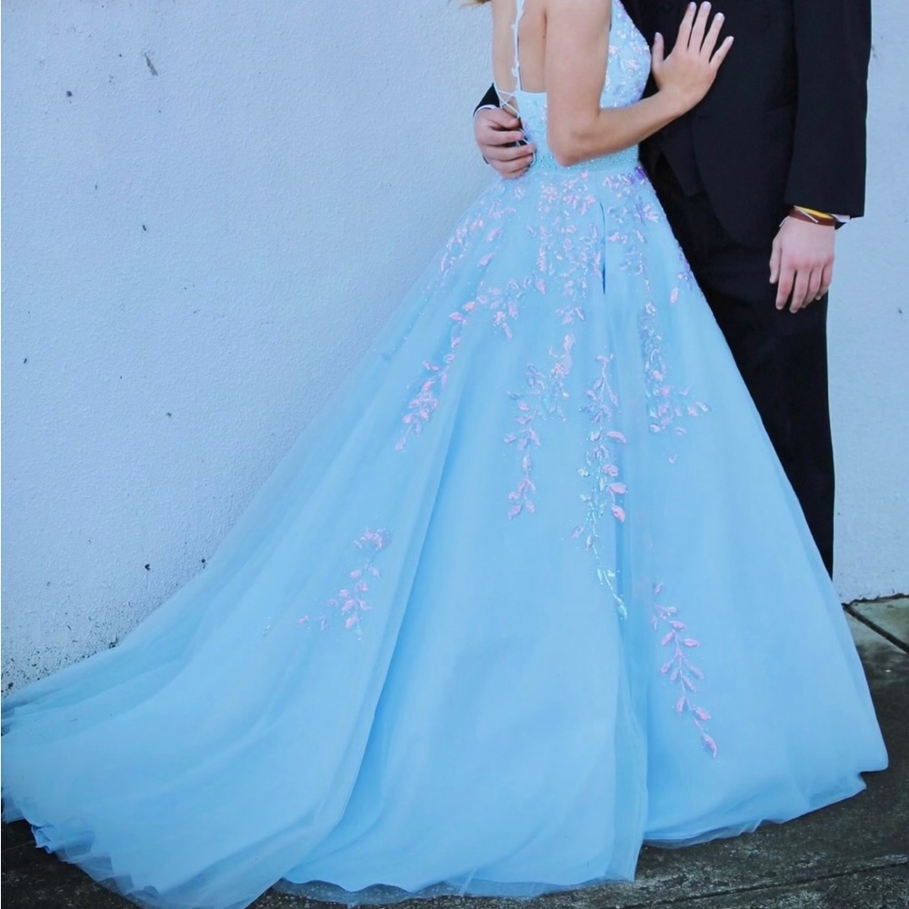 Light blue Amarra prom/pageant dress